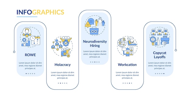 2D workplace trends layout with simple icons concept