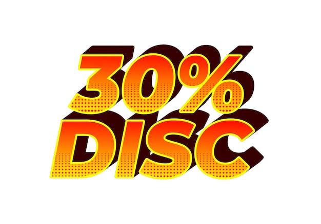 30 percent discount Text effect in 3D style with good colors