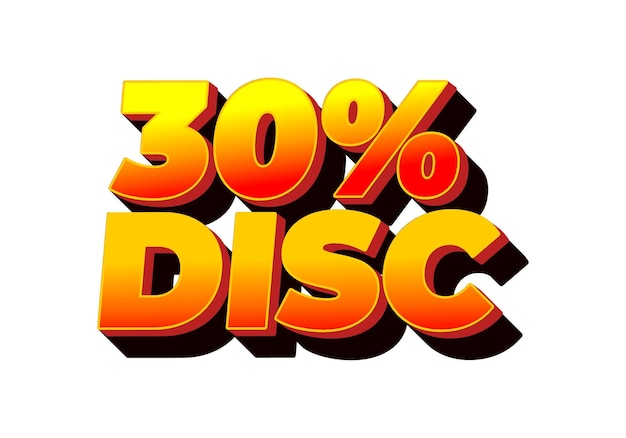 30 percent discount Text effect in 3D style with good colors