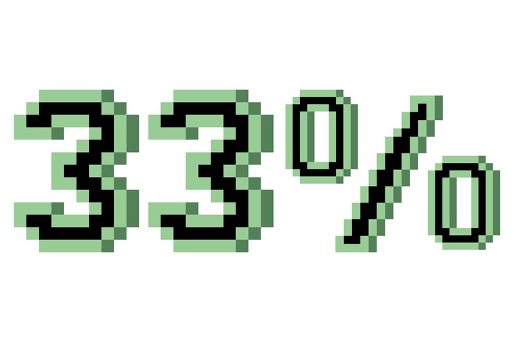 Vektör 33 percent with pixel art 3d vector illustration