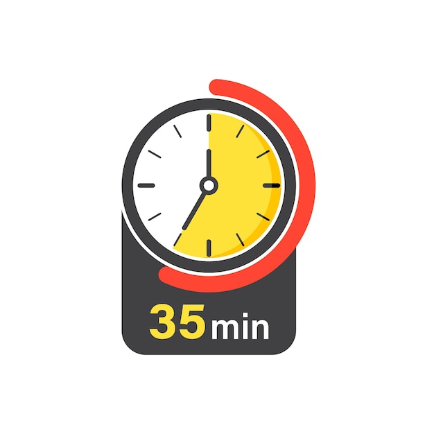 35 minutes on stopwatch icon in flat style Clock face timer vector illustration on isolated background Countdown sign business concept