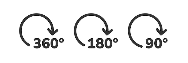 360 180 90 degree rotation icon Angle sign