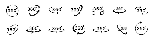 360 degree view vector icons 360 degree rotation EPS 10
