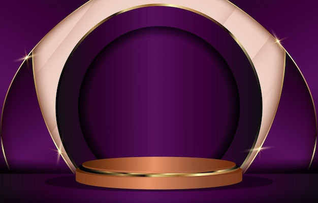 3d abstract and background studio room with pedestal podium violet and brown geometric