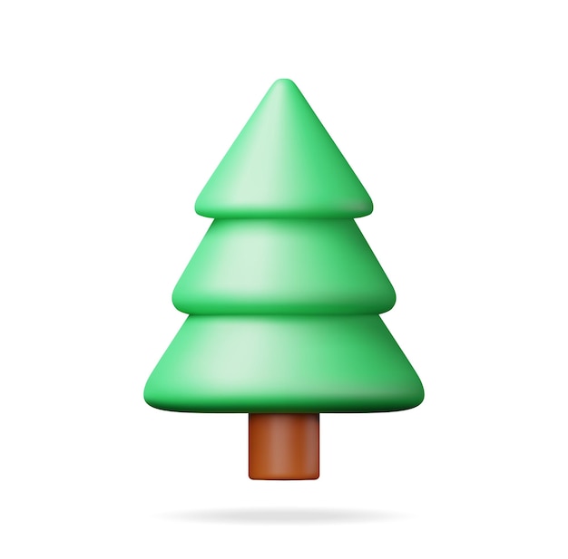 3D Abstract Christmas Tree Isolated Render Spruce Evergreen Tree Icon Greeting Card Festive Poster Party Invitations Element Christmas and New year Cartoon Vector illustration