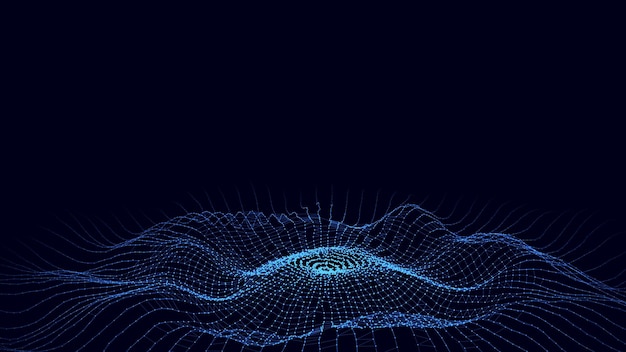 3D abstract circle music wave with dots and lines Futuristic technology background
