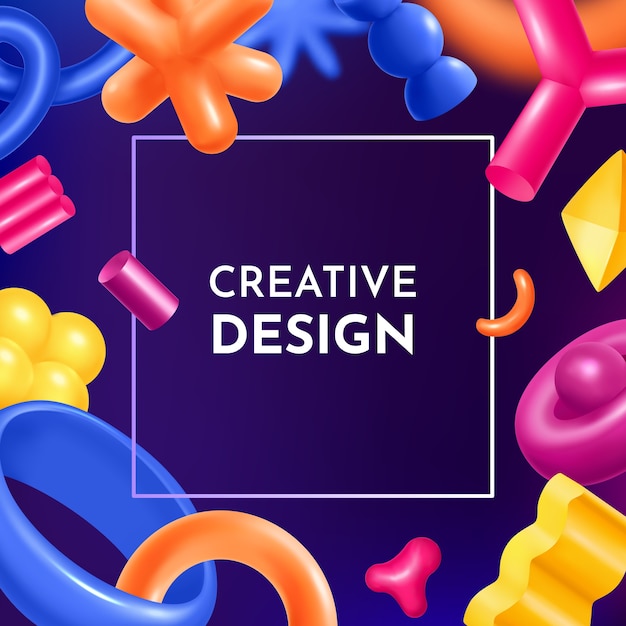 3d abstract shapes in gradient style