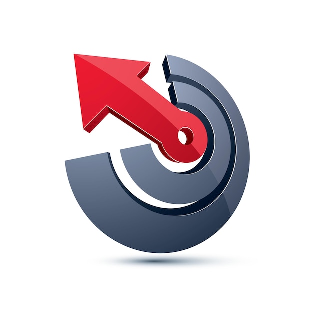 3d abstract symbol with an arrow. Business strategy theme vector design element, innovations theme icon.