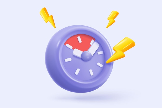 3D alarm clock icon with chat notice bubble New urgency reminder concept for social media element speech 3d hour announce icon for urgency time vector render illustration