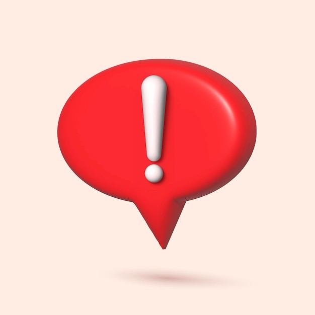 3d alert notification icon isolated on background speech bubble vector