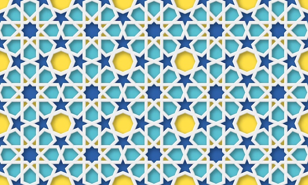 3d arabic background. Islamic geometric pattern in traditional style, muslim ornament. illustration.