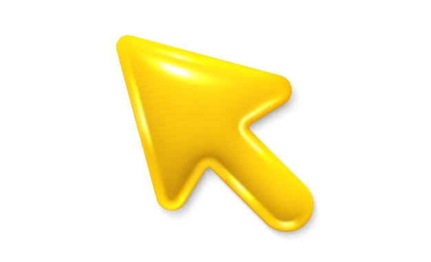 3d arrow pointer mouse cursor icon Computer interface tool Click here yellow arrow Vector