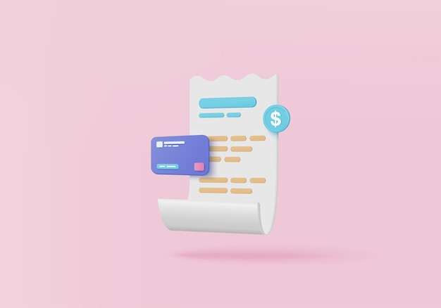 3d bill payment with credit card and financial security for online shopping, online payment credit card with payment protection concept. 3d vector render for business finance and easy online shopping