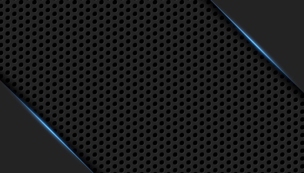 3d black circle grid background with blue neon lights