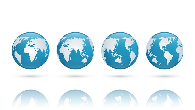 3D Blue Glass Earth Globe World Map