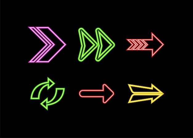 3d Blue Neon Arrow Set on Dark Backdrop