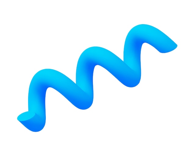 3D blue spiral line on isolated background Cartoon style Stock vector
