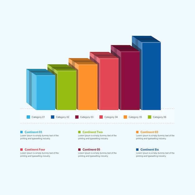 3d business infographic bar graph with sales growth vector element