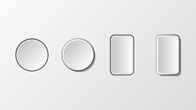 3D Button circle and rectangle shapes neomorphism style Vector illustration