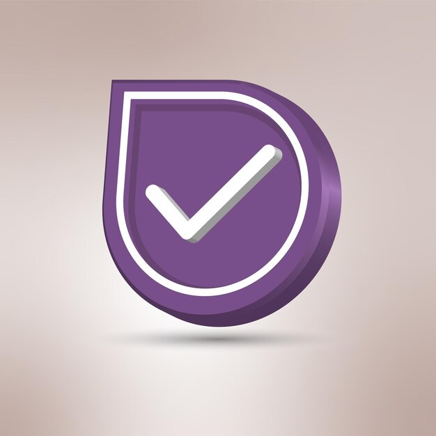 3d buttons of sign done, check mark or confirm icon button for apps or website symbols