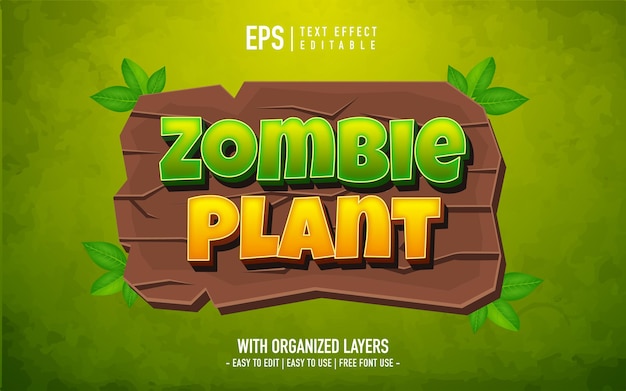 3d cartoon editable zombie text effect font style