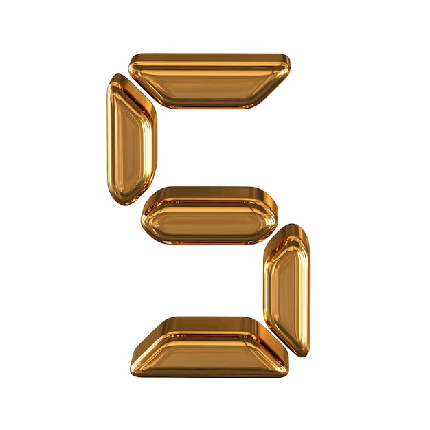 3d characters as a digital font number 5