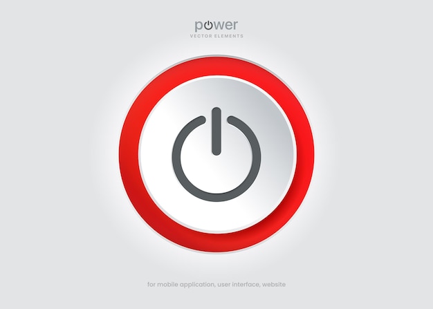 3d circle start icon and power push button. Shut down symbol. On off switch, electric energy icon