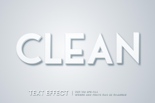 3d clean white text effect vector