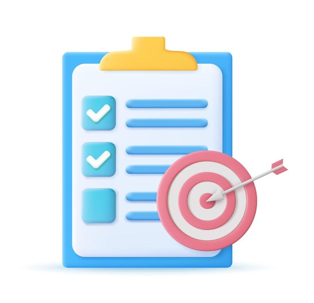 3d Clipboard checklist symbol