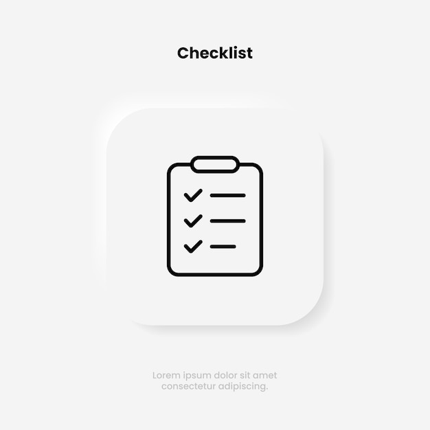 3d clipboard icon. Technical list, check list icon. Management sign flat icon concept. Task done.