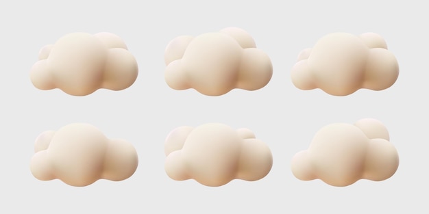 3d cloud pink pastel cute cartoon style collection set isolatad
