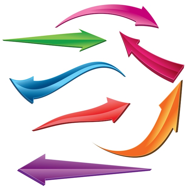 3d color arrow icon set 3d arrow shapes collection different types of colored arrow symbols