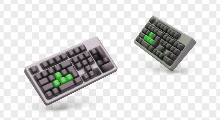 Vektör 3d computer bluetooth keyboard in different position device for computer control and text input