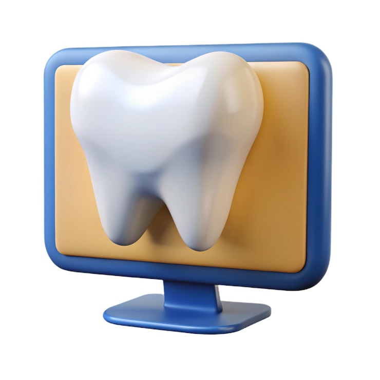 Vektör 3d computer monitor with tooth icon