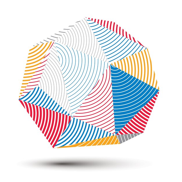 3D contemporary style abstract stripy object, cybernetic futuristic vector form. Technology idea.