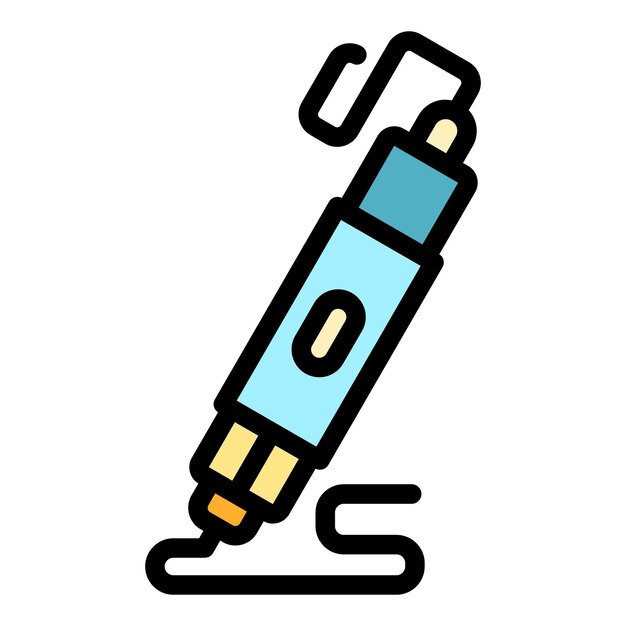 3d cool pen icon outline 3d cool pen vector icon color flat isolated