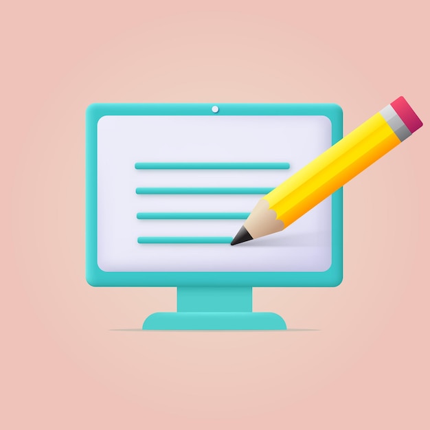 3d copywriting writing concept Vector sign