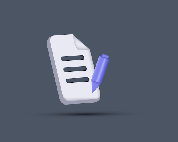 3d copywriting writing icon document pencil creative