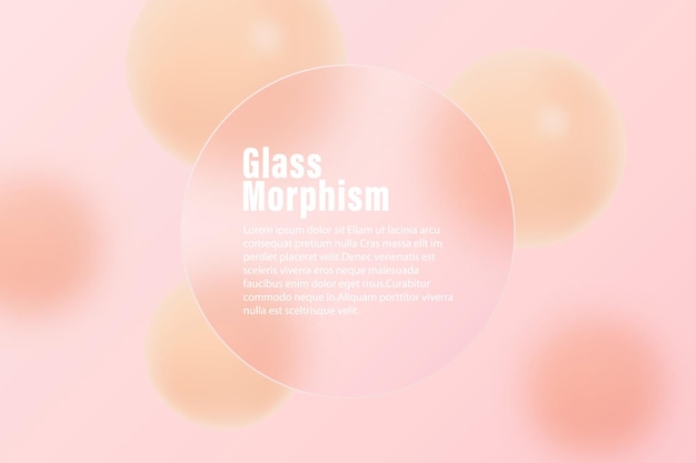 3D creative glass morphism background design Transparent glass element with spheres