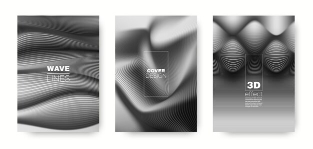 3d curved lines in abstract gradient covers collection