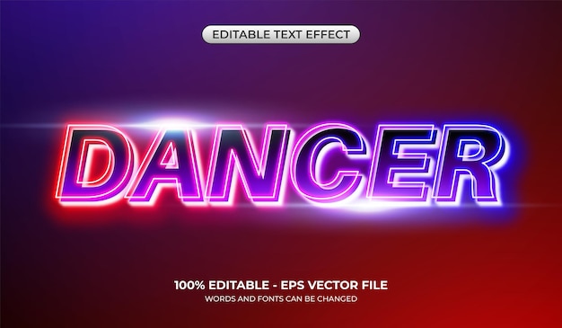 3D Dancer text effect in gradient light Editable glowing neon music party graphic styles