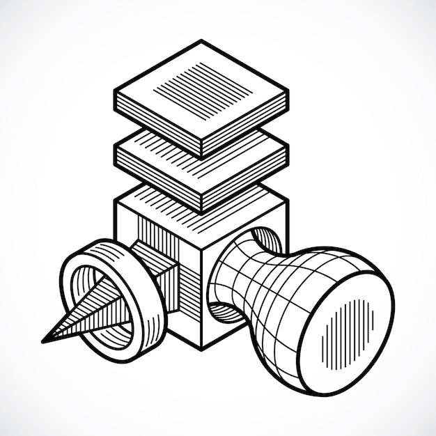 3D design, abstract vector dimensional cube shape.