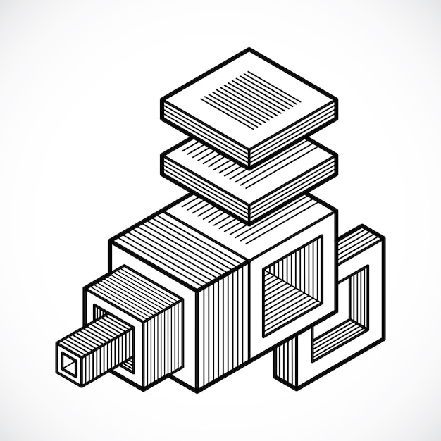 3d design, abstract vector dimensional cube shape.