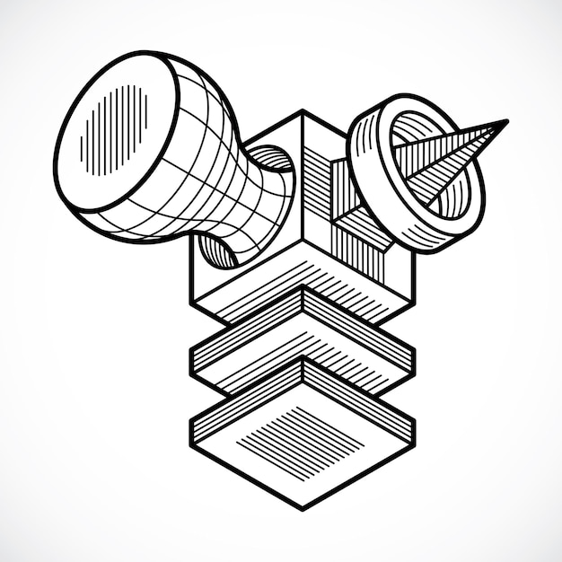 3D design, abstract vector dimensional cube shape.