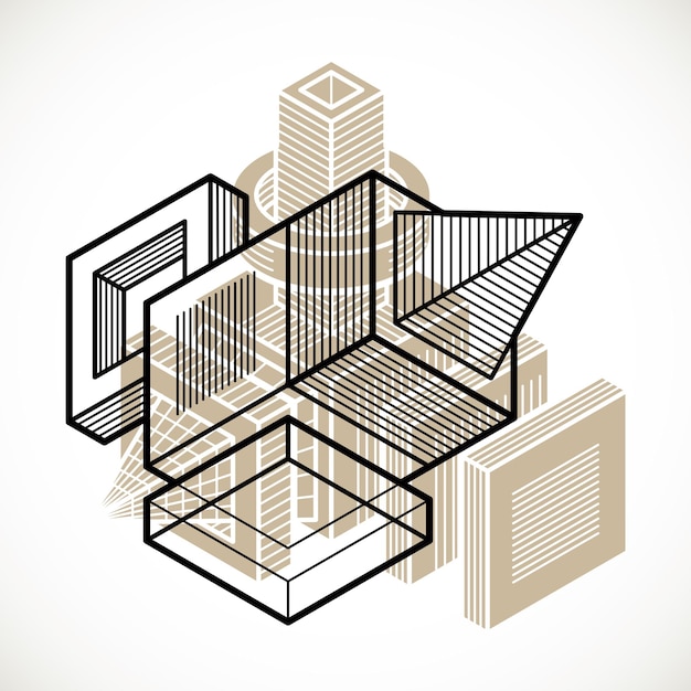 3D design, abstract vector dimensional cube shape.