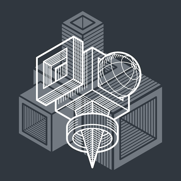 3D design, abstract vector dimensional cube shape.
