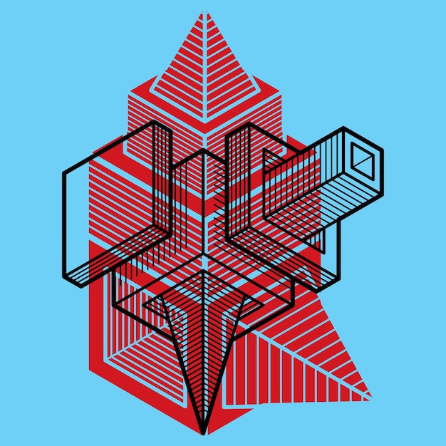3D design, abstract vector dimensional cube shape.