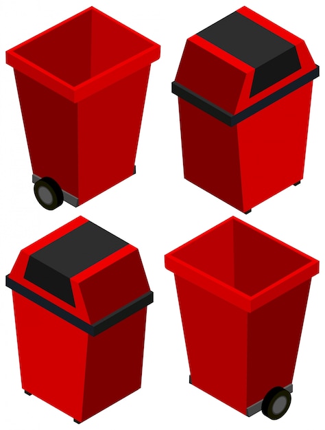 3d design for trashcan in red color