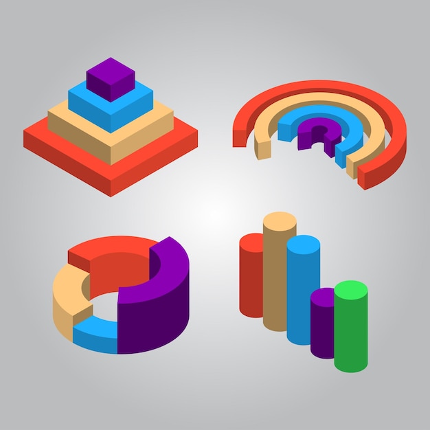3D Diagram Elements vector illustration
