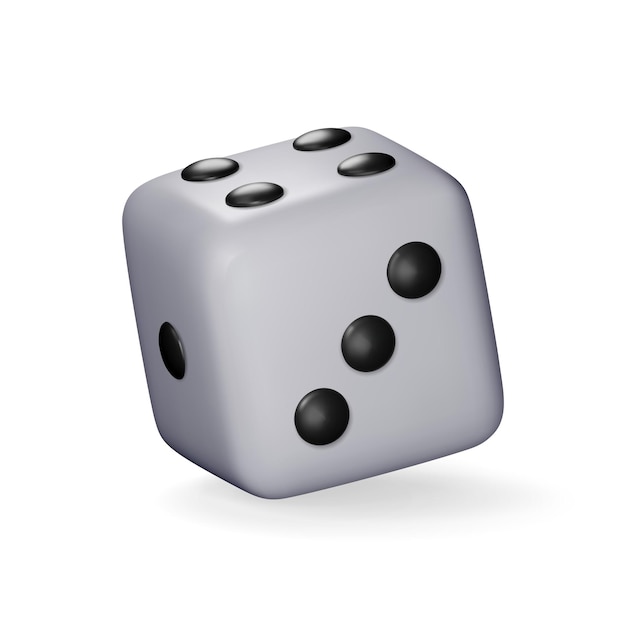 3D dice white playing cube isolated on white